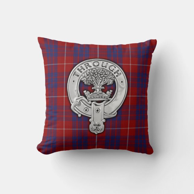 Clan Hamilton Crest & Tartan Cushion (Front)