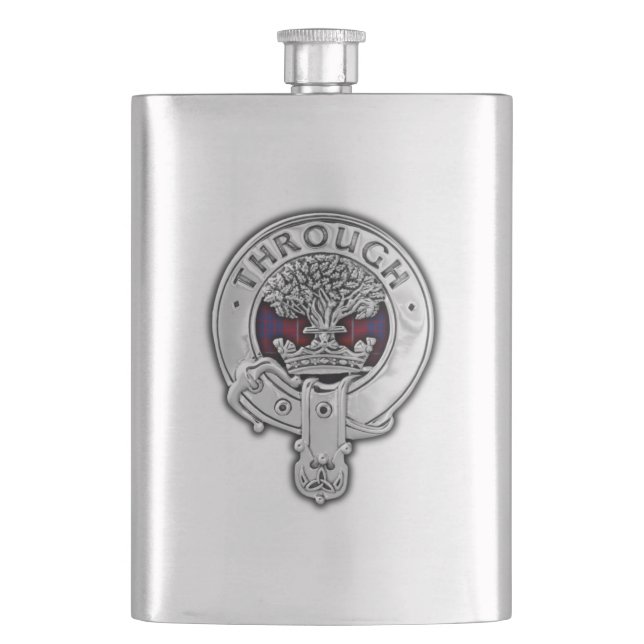 Clan Hamilton Crest & Tartan Hip Flask (Front)