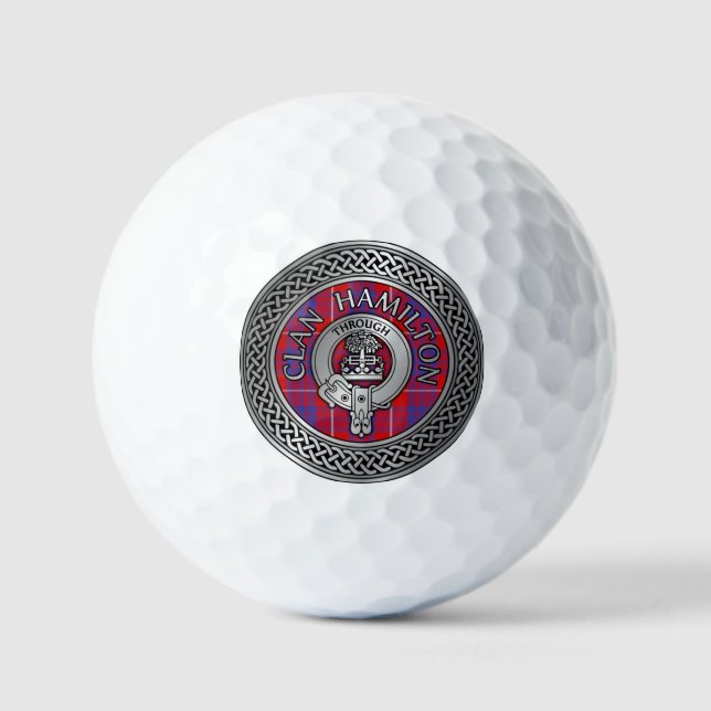 Clan Hamilton Crest & Tartan Knot Golf Balls (Front)