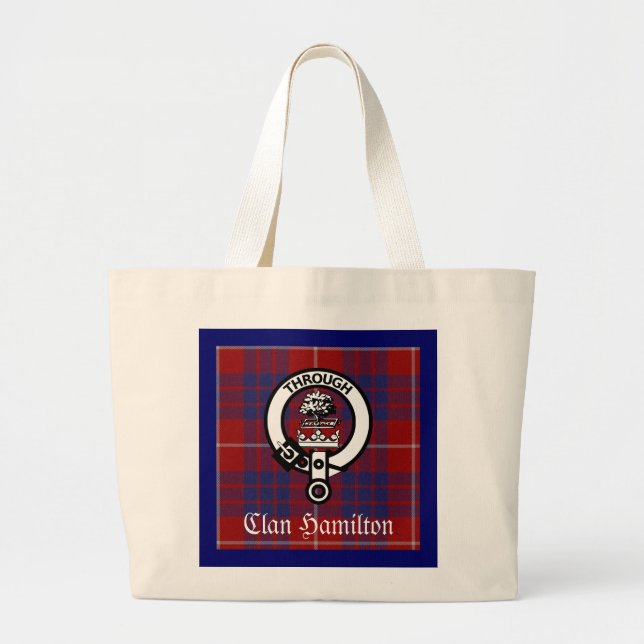 Clan Hamilton Crest & Tartan Large Tote Bag (Front)