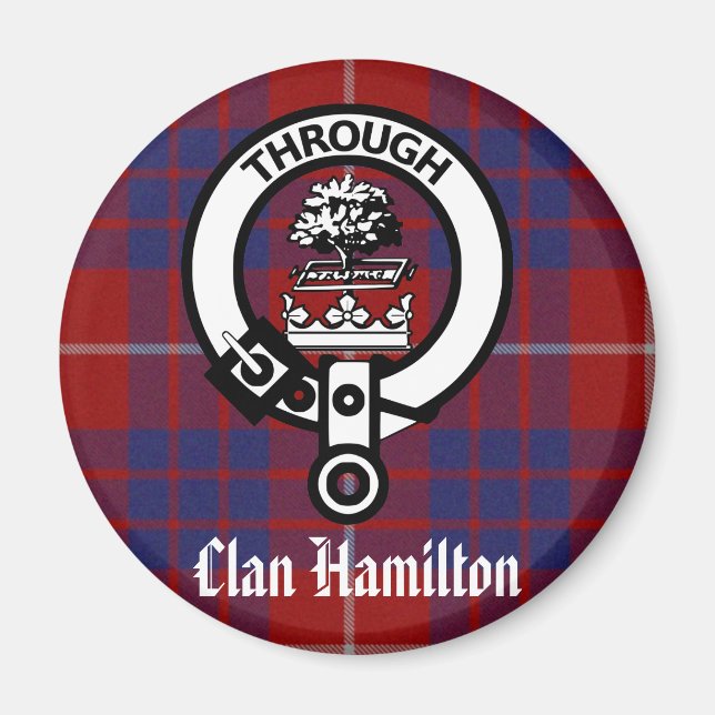 Clan Hamilton Crest & Tartan Magnet (Front)