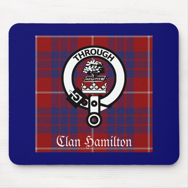 Clan Hamilton Crest & Tartan Mouse Pad (Front)