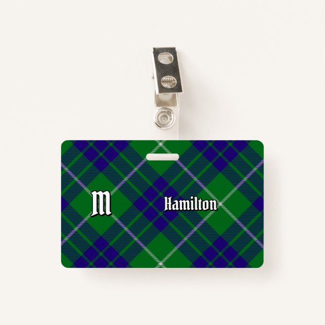 Clan Hamilton Hunting Tartan Badge ID Badge (Front with Clip)