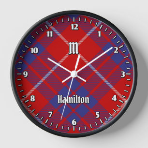 Clan Hamilton Red Tartan Large Clock