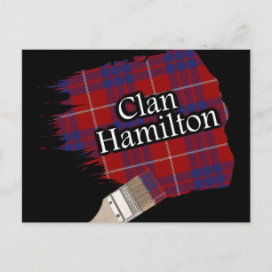 Clan Hamilton Scottish Tartan Paint Brush Postcard