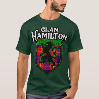 Clan Hamilton Surname Scottish Tartan Lion Crest T-Shirt