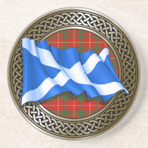 Clan Hamilton Tartan Knot & Flag Coaster