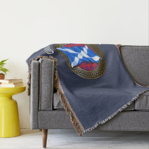 Clan Hamilton Tartan Knot & Flag Throw Blanket