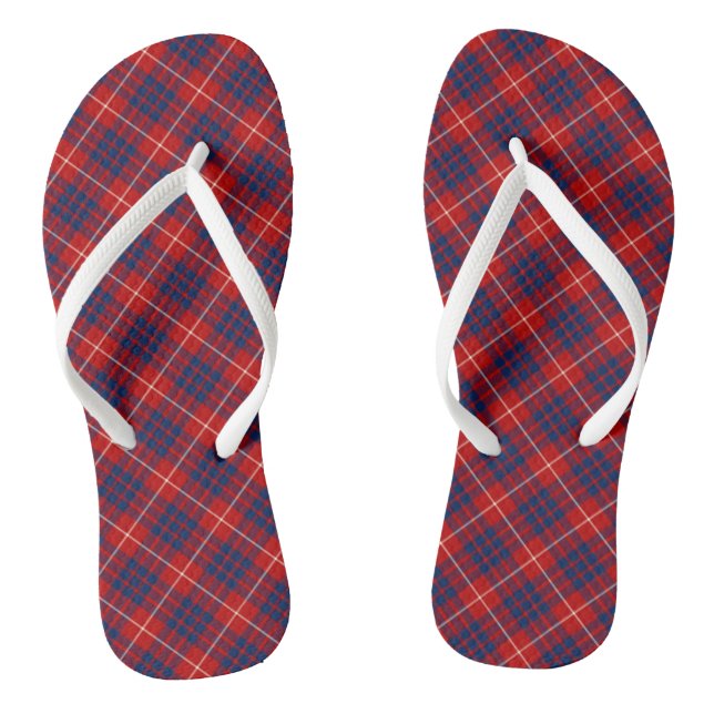 Clan Hamilton Tartan Red and Blue Plaid Thongs (Footbed)