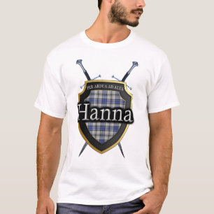 Clan Hanna Hannay Tartan Plaid Shield & Swords T-Shirt