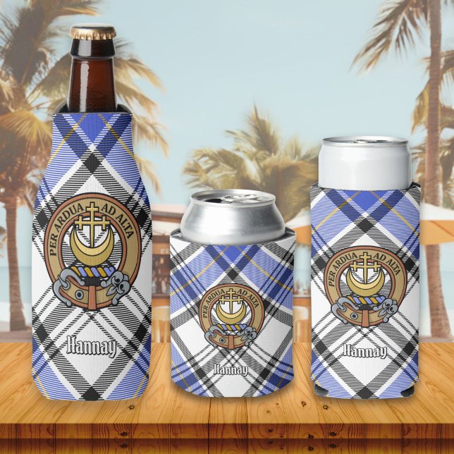 Clan Hannay Crest over Tartan Bottle Cooler (Creator Uploaded)