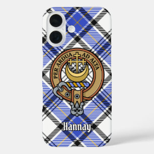 Clan Hannay Crest over Tartan iPhone 16 Case