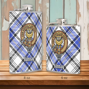 Clan Hannay Crest over Tartan Hip Flask
