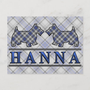 Clan Hannay Hanna Tartan Scottie Dogs Postcard