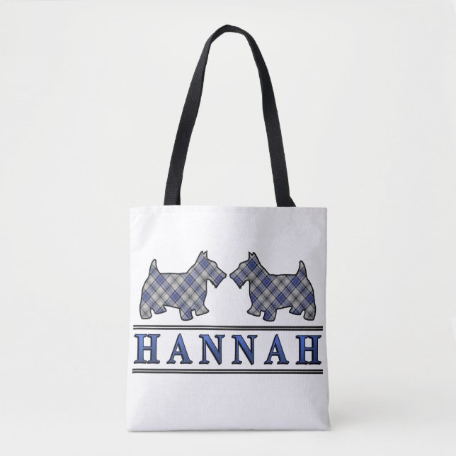 Clan Hannay Hannah Scottie Dogs Tartan Plaid Tote Bag (Front)