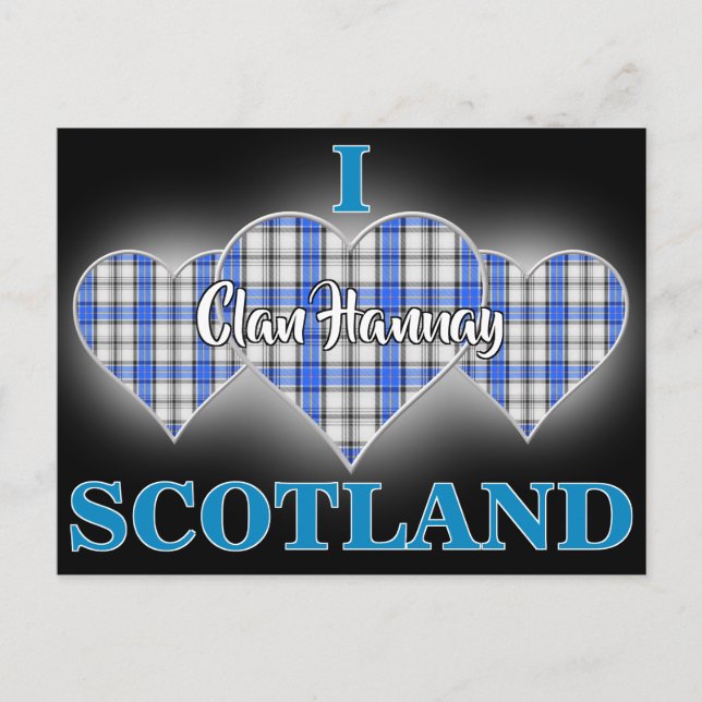 Clan Hannay I Love Scotland Tartan Heart Postcard (Front)