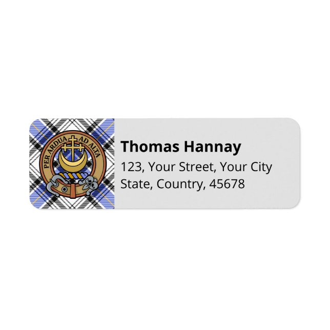 Clan Hannay Tartan Return Address Label (Front)