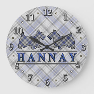 Clan Hannay Tartan Scottie Dogs Clock