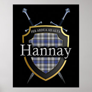 Clan Hannay Tartan Shield & Swords Print