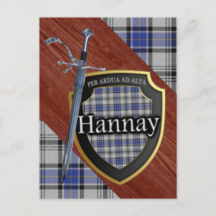 Clan Hannay Tartan Sword & Shield Postcard