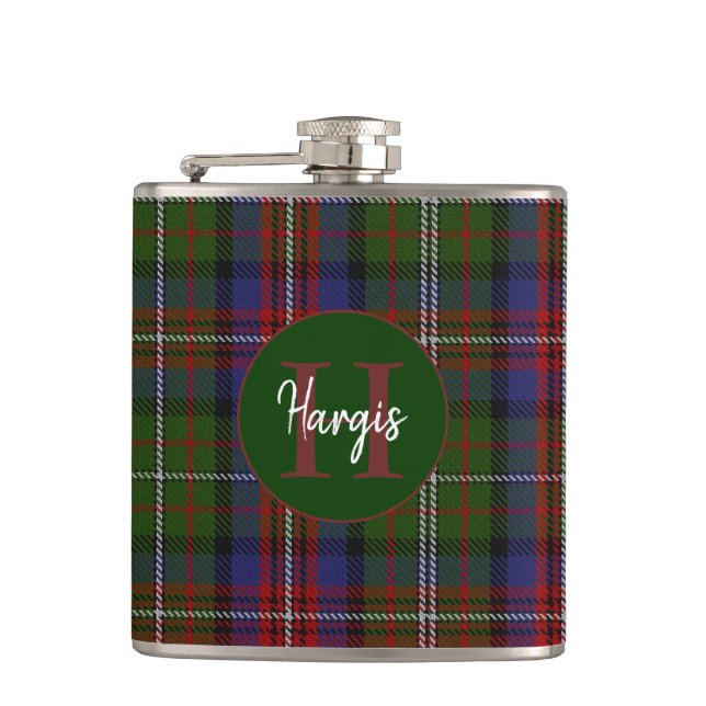 Clan Hargis Monogrammed   Hip Flask (Front)