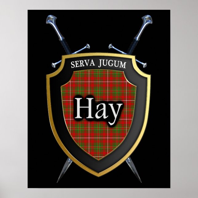 Clan Hay Tartan Scottish Shield & Swords Poster (Front)