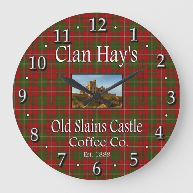 Clan Hay's Old Slains Castle Coffee Co. Large Clock (Front)