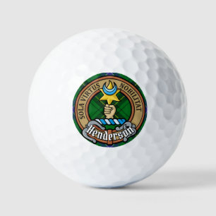 Clan Henderson Crest over Tartan Golf Balls