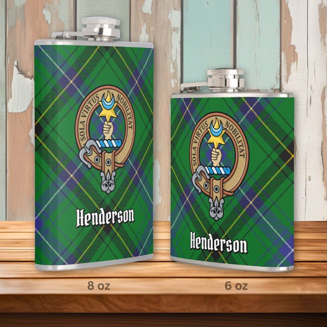 Clan Henderson Crest over Tartan Hip Flask (Creator Uploaded)