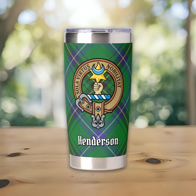 Clan Henderson Crest over Tartan Insulated Tumbler (Creator Uploaded)