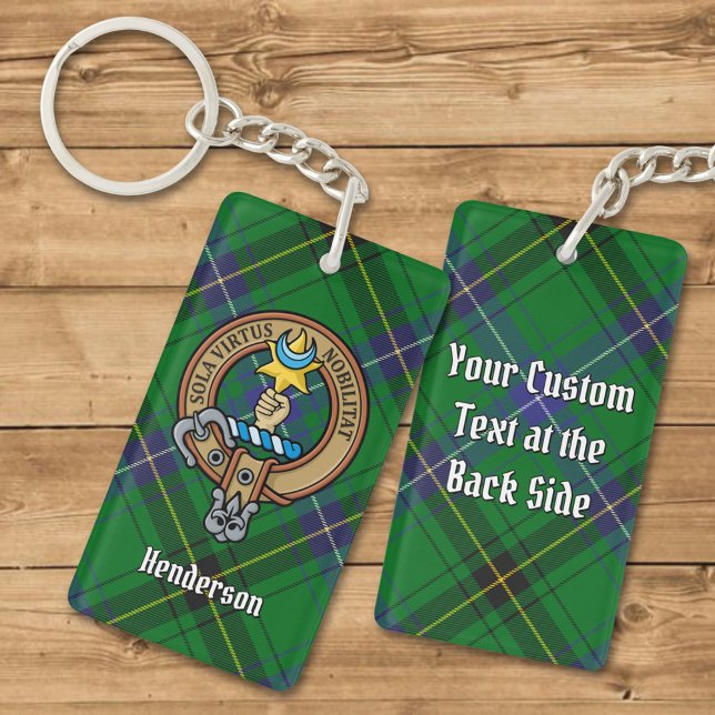 Clan Henderson Crest over Tartan Key Ring (Creator Uploaded)