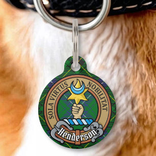 Clan Henderson Crest over Tartan Pet Tag
