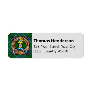 Clan Henderson Crest over Tartan Return Address Label