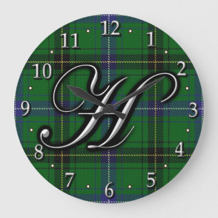 Clan Henderson Letter H Monogram Tartan Large Clock