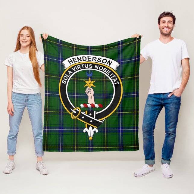 Clan Henderson Modern Tartan Plaid Fleece Blanket (In Situ)