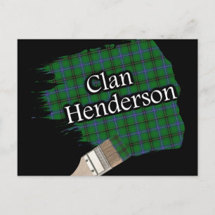 Clan Henderson Scottish Tartan Paint Brush Postcard