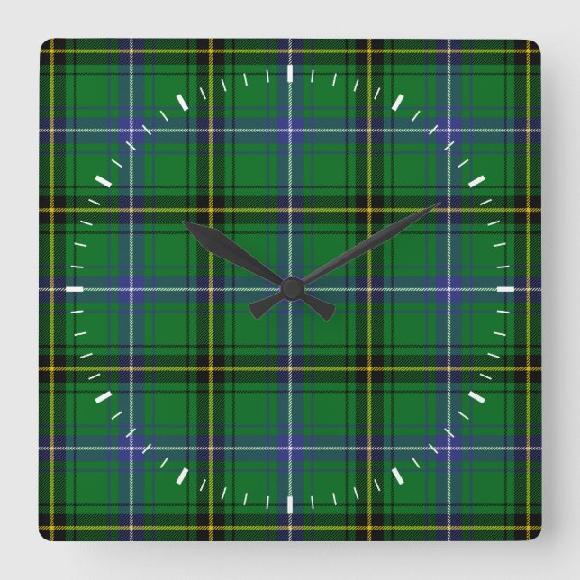 Clan Henderson Tartan Square Wall Clock (Front)