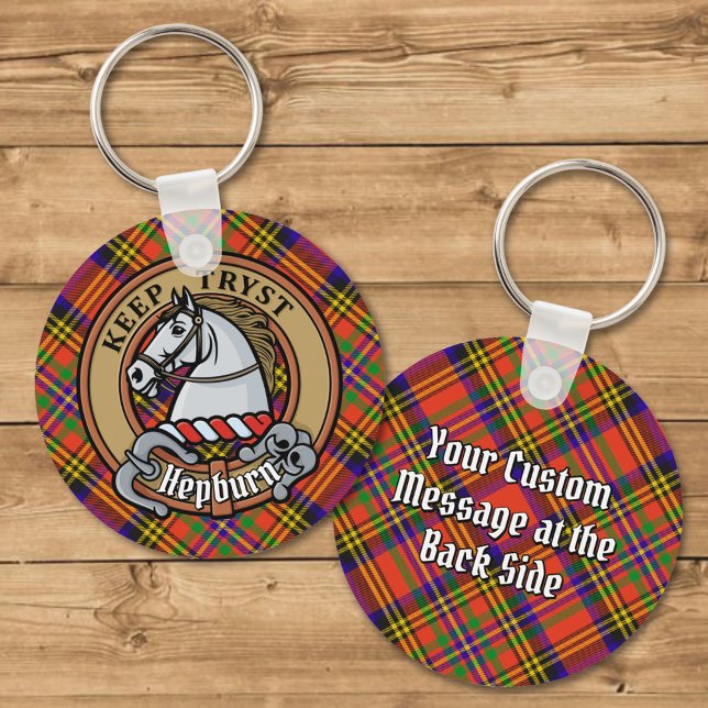 Clan Hepburn Crest over Tartan Key Ring (Creator Uploaded)