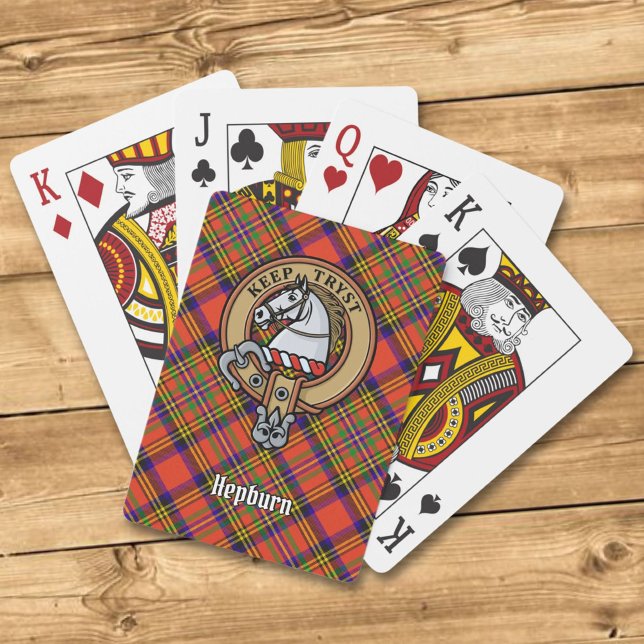 Clan Hepburn Crest over Tartan Playing Cards (Creator Uploaded)