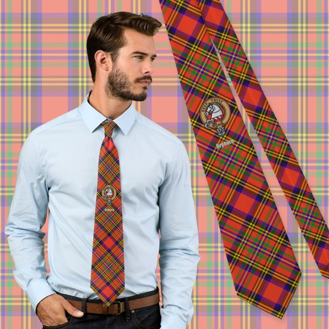 Clan Hepburn Crest over Tartan Tie (Creator Uploaded)