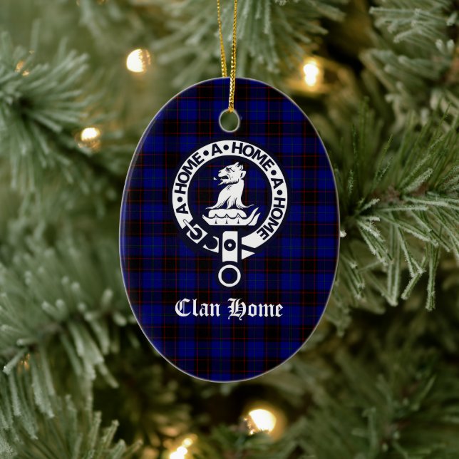 Clan Home Crest Badge and Tartan Ceramic Ornament (Tree)