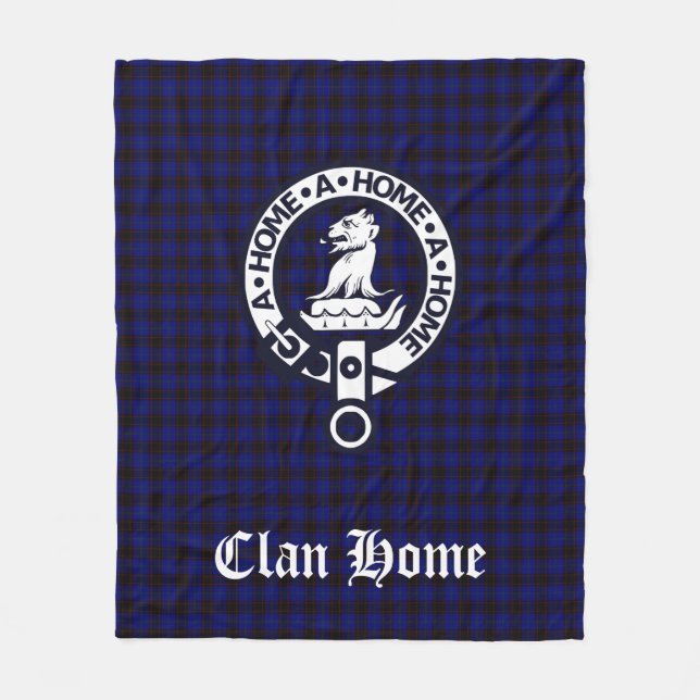 Clan Home Crest Badge and Tartan Fleece Blanket (Front)