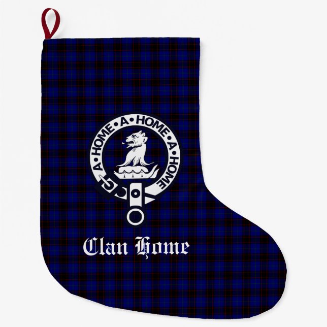 Clan Home Crest Badge and Tartan Large Christmas Stocking (Front)