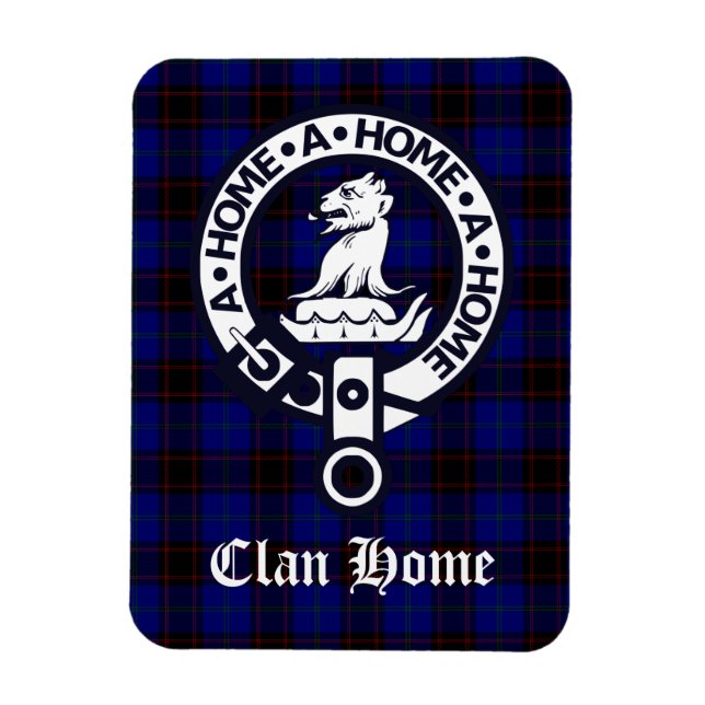 Clan Home Crest Badge and Tartan Magnet (Vertical)