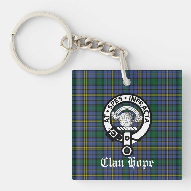 Clan Hope Crest Badge & Tartan Key Ring (Front)