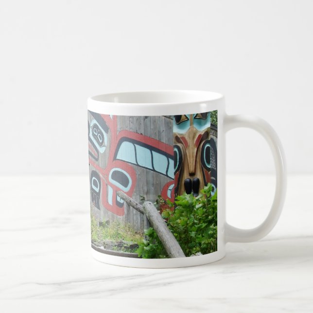 Clan house and totem poles, Ketchikan, Alaska Coffee Mug (Right)