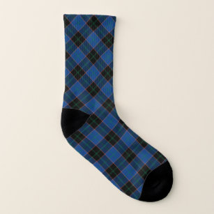 Clan Hume Tartan Royal Blue and Black Plaid Socks
