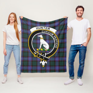 Clan Hunter Modern Tartan Plaid Fleece Blanket