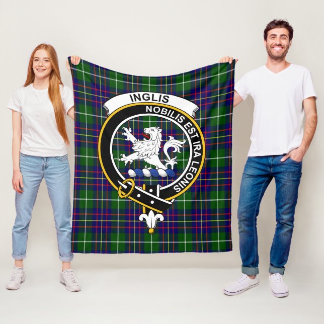 Clan Inglis Modern Tartan Plaid Fleece Blanket (In Situ)