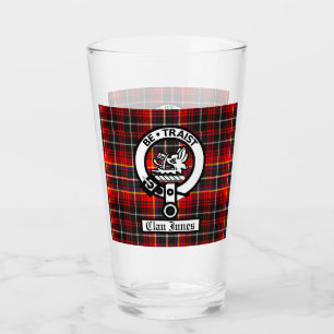 Clan Innes Crest Badge and Tartan  Glass